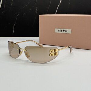 NEW MIU MIU MUA51S 5AK20P SUNGLASSES GOLD WOMEN MU A51S, SMU A51